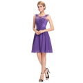 Grace Karin mais nova mangas de gola pescoço chiffon vestido de noite curto roxo 2016 GK000063-6